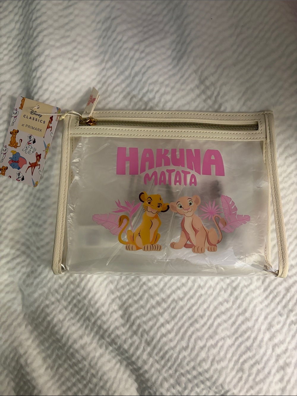 Disney 'Hakuna Matata' Clear makeup  Pouch - Pink & Cream